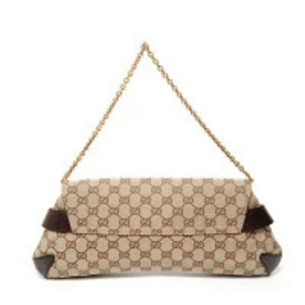 Gucci Horsebit Chain GG Canvas Shoulder Bag Beige Cream